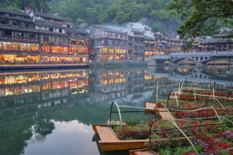 Chinese tourist attraction destination, Feng Huang Ancient Town (Phoenix Ancient Town) on Tuo Jiang