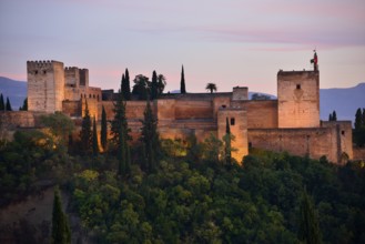 Alhambra castle on Sabikah Hill, one of the most important buildings in the Moorish style, Unesco