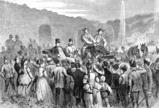 The Austrian Emperor and Prince Napoleon in the Park at Schönbrunn, 1869, Austria, Historic,