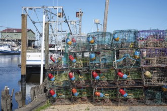 Shell Beach, Louisiana - Traps for blue crabs on a dock in St. Bernard Parish, southeast of New