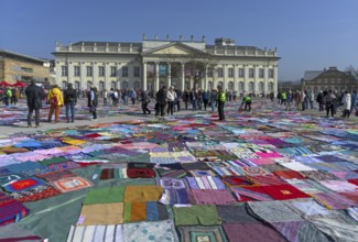 VIVA VITTORIA - Knitting against violence against woman at Friedrichsplatz in Kassel, Germany,