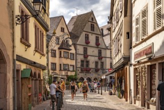 In the historic old town centre of Kaysersberg, Alsace, France, Europe