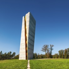 Observation tower on the Mittelberg at the site where the Nebra Sky Disc was found in autumn,