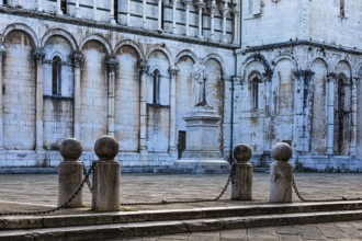 Piazza San Michele with the statue of the Italian politician Francesco Burlamacci, behind the