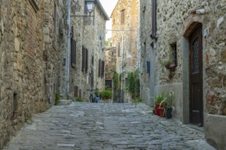 View of a little Street in the little wine town of Montefioralle, Chianti, Florence, Firenze,