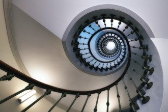 Old staircase with beautiful spiral staircase, Zurich, Switzerland, Europe