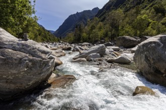 Rocks in the Verzasca River between Lavertezzo and Brione, Verzasca Valley, Valle Verzasca, Canton