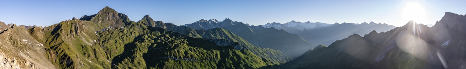 Alpine panorama, view from the Bachlenkenkopf, high mountains, summit of the Venediger group,