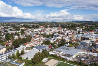 Drone image, city view, Ried im Innkreis, Innviertel Upper Austria, Austria, Europe