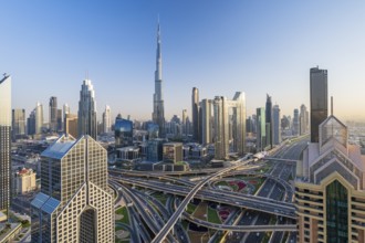 Dubai skyline, Burj Khalifa tallest building in the world, United Arab Emirates, Asia