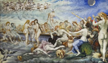 The Feast of the Gods, Orgy, painting by Jean-Baptiste Cariven (1843 to 1904, French painter),
