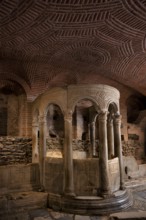 Interior view of the crypt, remains of the Roman baths, Hagios Demetrios church, also known as