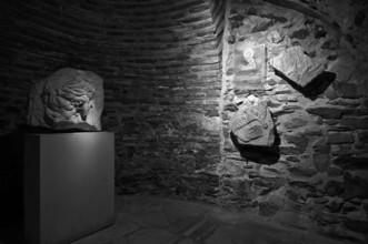 Interior view of the crypt, remains of the Roman baths, Church of Hagios Demetrios, also known as