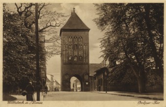 Historical postcard, picture postcard, Gröpner Tor, Witttstock Dosse, Brandenburg, Germany,