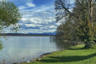 The shore of Lake Starnberg in Bernried, Germany, Europe