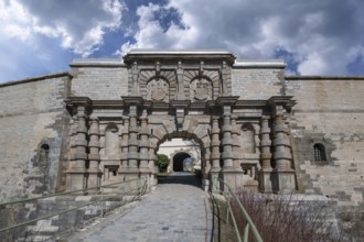 Fortress portal of the Hohenzollern fortress Wülzburg, a historic Renaissance fortress, built