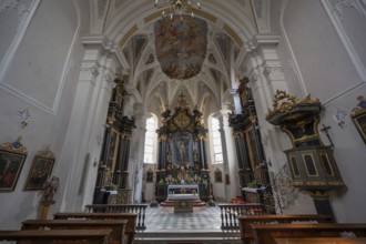 Chancel with Lenten cloth, mid-18th century, Maria am Sand parish church in the Maria am Sand