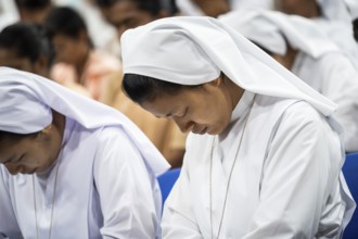 Nuns offer ceremonial tribute in honour of Pope Francis in Guwahati, Assam, India on April 26, 2025