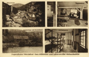 Historical postcard, picture postcard, youth centre Wendefurt, Harz, Saxony-Anhalt, Germany,