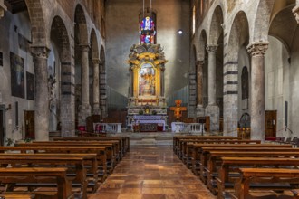 Altar and interior of the church of San Michele in Borgo, Pisa, Tuscany, Italy, Europe