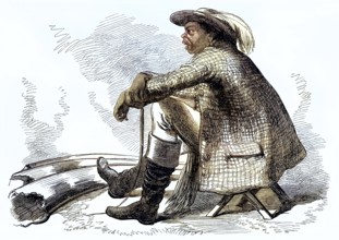 A leader, chief, of the Bechuanas with elephant tusks, in 1869, Betschuanaland, now Botswana,