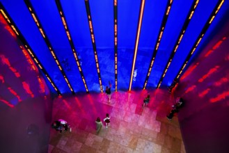 Guggenheim Museum, architect Frank Gehry, interior view, artist Jenny Holzer, Bilbao, Basque
