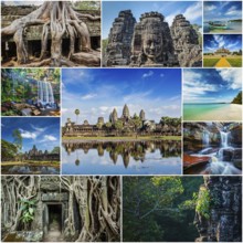 Collage of Cambodia travel images of tourist landmarks