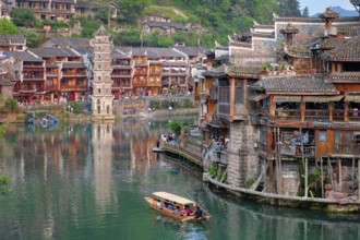 Chinese tourist attraction destination, Feng Huang Ancient Town (Phoenix Ancient Town) on Tuo Jiang
