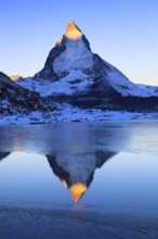 Matterhorn and mountain lake, Valais, Switzerland, Europe