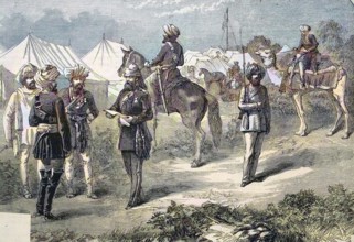 English troops in Abyssinia with local employees as auxiliaries, 1869, Ethiopia, Historic,