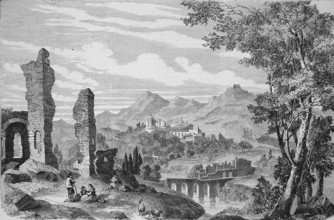 View of Monreale in 1869, Sicily, Italy, Historic, digitally restored reproduction of an original