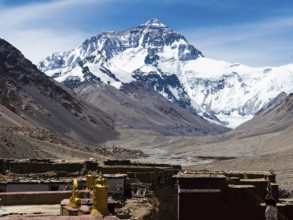 Mt Everest, view from Rongbuk monastery to summit, Tibet, China, Asia