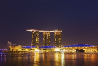 SINGAPORE, JANUARY 1, 2014, : The Marina Bay Sands complex in the night, Marina Bay Sands is an
