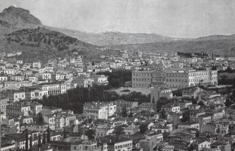 View of Athens with the royal palace, 1895, Greece, digital reproduction of an original from the