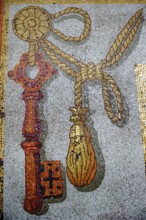 Mosaic of with key of Saint Peter key mosaic in dome of St Peter's Basilica, Vatican City, Vatican,