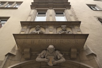 Decorative bay window of a rich town house from 1902, Watmarkt 3, Regensburg, Upper Palatinate,