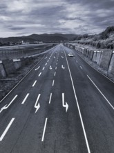 Road, road traffic, Freiburg, monochrome