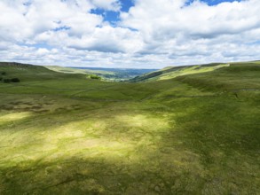 Meadows and Hills over Wharfedale from a drone, Cray, Skipton, Yorkshire Dales, North Yorkshire,