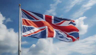 The flag of Great Britain flutters in the wind