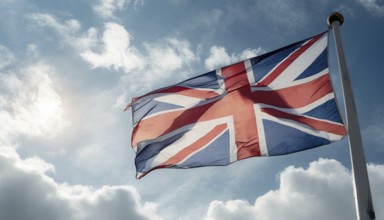 The flag of Great Britain flutters in the wind
