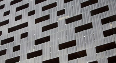 Abstract geometric shapes of modern apartment block buildings in central Rotterdam Netherlands