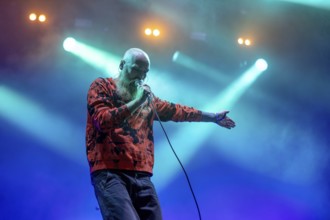 Adenau, Germany, 8 June 2024: Team Scheiße (Timo Warkus, singer) play at the Rock am Ring Festival.