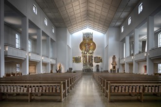 Interior view of choir, altar, Cathedral Church of St Eberhard, Eberhardskirche, Stuttgart,
