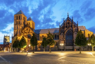 Historic old town, St Paul's Cathedral on the market square, medieval Romanesque cathedral, tower