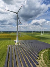 Wind farm near Marsberg, photovoltaic system, utilisation of land for renewable energies,