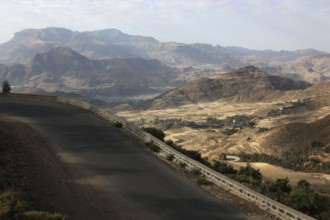 Beautiful landscape in the highlands between Mekele and Lalibela, Ethiopia, Africa