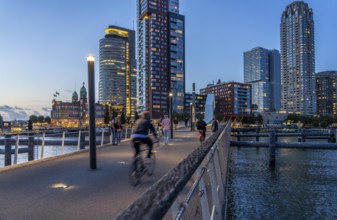 High-rise buildings at Kop van Zuid, at the Rijnhaven harbour basin, Rijnhavenbrug, bridge, Hotel