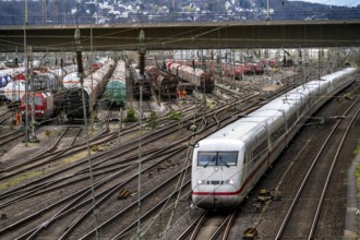 ICE train at Hagen-Vorhalle marshalling yard, one of the 9 largest in Germany, located on the