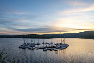 Lake Rursee, reservoir in the Eifel National Park, north-east bank near Heimbach, near the Rur dam