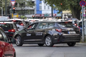 Rental car, taxi, provided to passengers via an app by the online hire service Uber, in Düsseldorf,